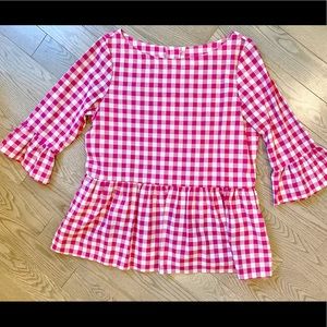 Haley and the hound pink gingham ruffle top